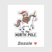 Sticker Santa Sloth Riding Unicorn Funny Girl Christmas T- (Feuille)