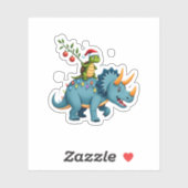 Sticker Santa Turtle Riding T-Rex Reindeer Christmas Light (Feuille)
