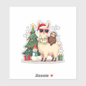 Sticker Santa Xmas Funny Llama Sloth Christmas (2) (Feuille)