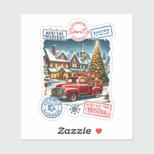 Sticker Santa's Magical Christmas Delivery Truck (Feuille)