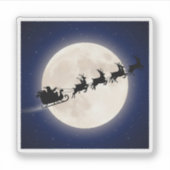 Sticker Santa's Sleigh & Reindeer Silhouette Over Moon (Devant)