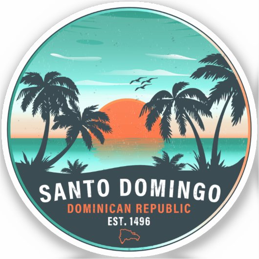 Sticker Santo Domingo République dominicaine Retro Sunset (Recto)