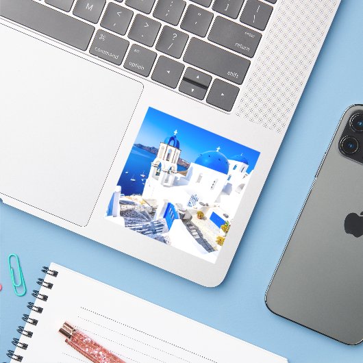 Sticker Santorin Grèce (Ordinateur portable avec iPhone)