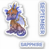 Sticker Saphir de septembre de dragon de bébé de pierre (Devant)