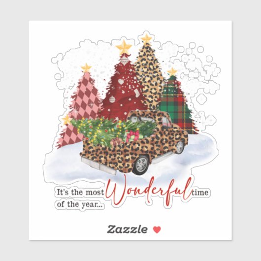 Sticker Sapins de Noël Saison des Fêtes Rétro (Feuille)