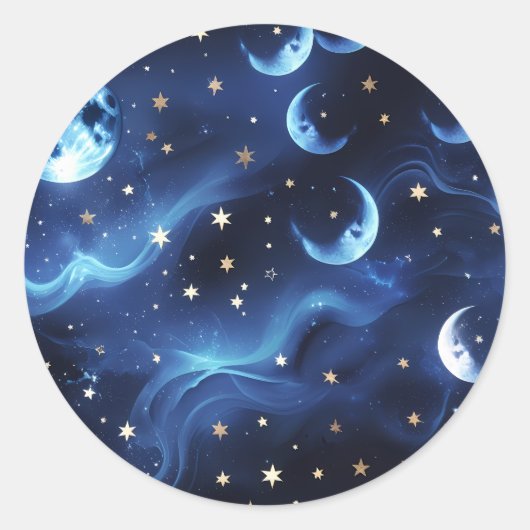 Sticker - Sapphire Blue Celestial Moon Design (Voorkant)