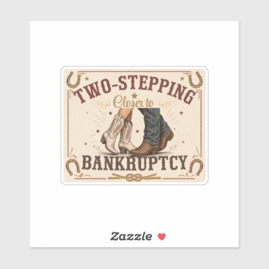 Sticker S'approcher de la faillite, signe western (Feuille)