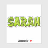 Sticker Sarah Name Kiwi Design (Feuille)