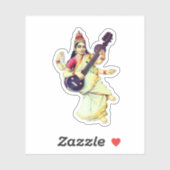 Sticker Saraswati, Hindu Goddess (Feuille)