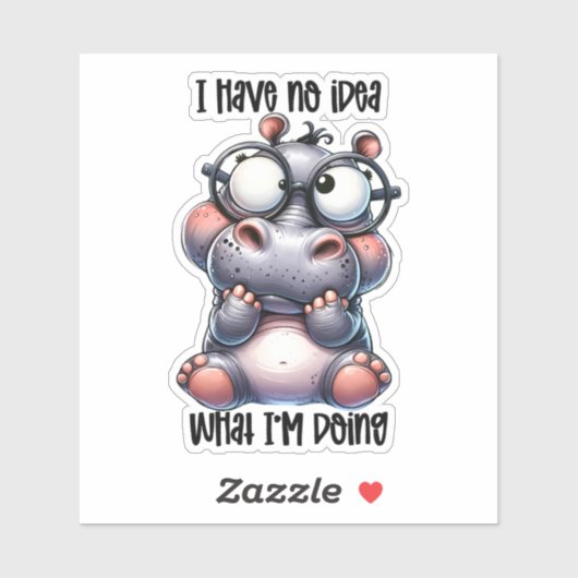 Sticker sarcasme d'hippo insensé (Feuille)
