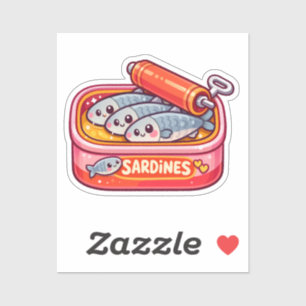 Sticker Sardines Mignonnes Peuvent Rose Orange