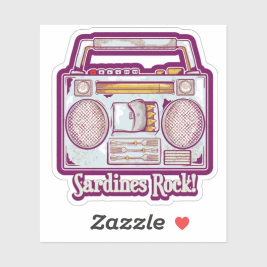 Sticker Sardines Rock Funny 80's Stéréo (Feuille)