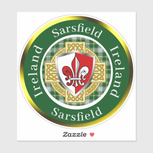 Sticker Sarsfield Bouclier irlandais/Croix celtique person (Feuille)
