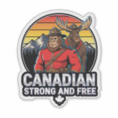 Sticker Sasquatch Canadien Fort Et Libre (Devant)