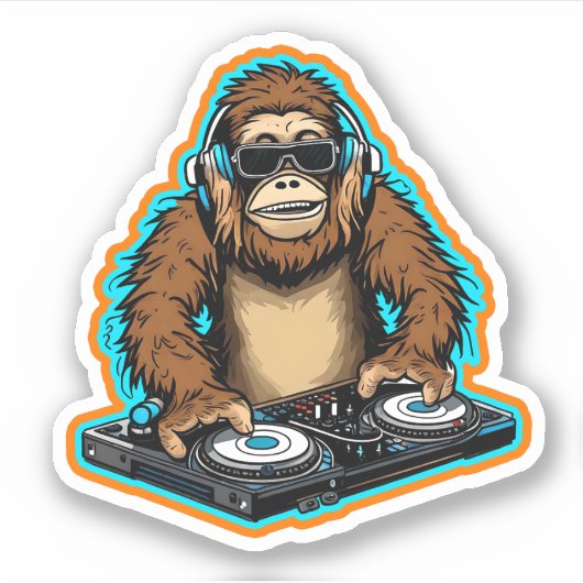 Sticker Sasquatch DJ Vinyl (Devant)