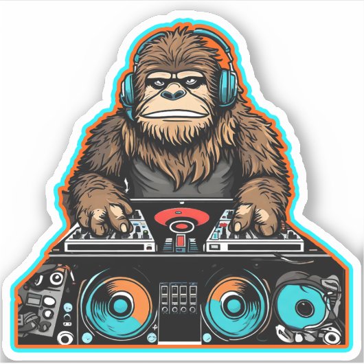 Sticker Sasquatch DJ Vinyl (Devant)