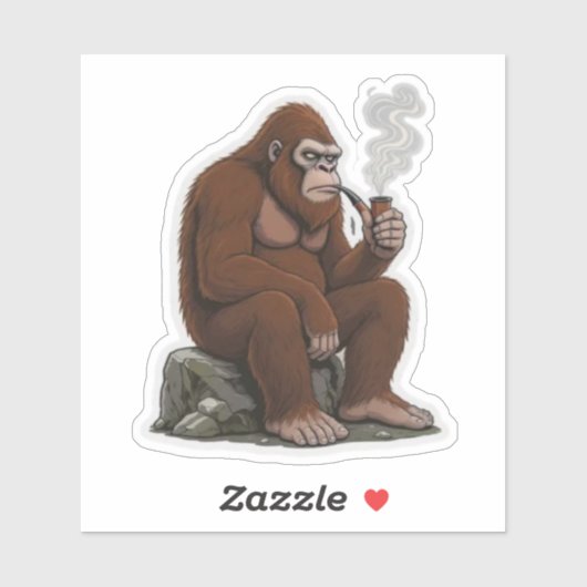 Sticker Sasquatch fumant une pipe (Feuille)