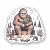 Sticker Sasquatch tenant des fleurs (Recto)