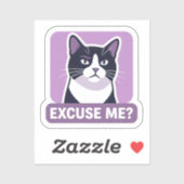 Sticker Sassy 'Excuse Me?' Tuxedo Cat  (Feuille)