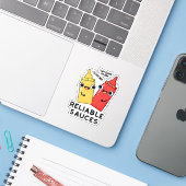 Sticker Sauces Fiables Funny Food Pun (Ordinateur portable avec iPhone)