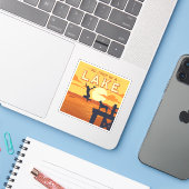 Sticker Sauter Sur Un Lac (Ordinateur portable avec iPhone)