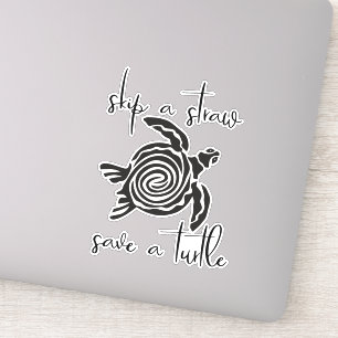 Sticker Sauter une paille Sauver une tortue Plastic Mer li