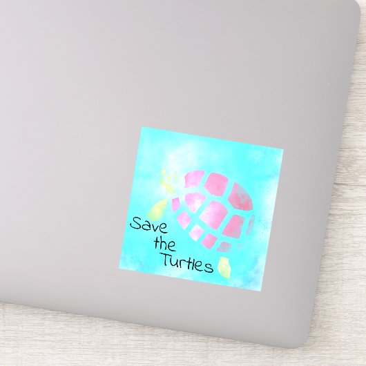 Sticker Sauvez l'aquarelle des tortues (Détail)