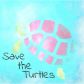 Sticker Sauvez l'aquarelle des tortues (Devant)