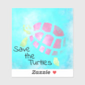 Sticker Sauvez l'aquarelle des tortues (Feuille)