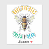 Sticker Sauvez les abeilles et les mers (Feuille)