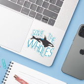 Sticker Sauvez les baleines (Ordinateur portable avec iPhone)