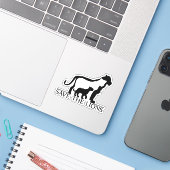 Sticker Sauvez les lions (Ordinateur portable avec iPhone)