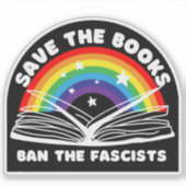 Sticker Sauvez les livres Interdire les fascistes anti-cen (Devant)