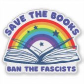 Sticker Sauvez les livres Interdire les fascistes anti-cen (Devant)