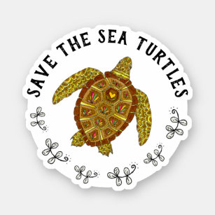 Sticker Sauvez les tortues de mer magnifique détaillée