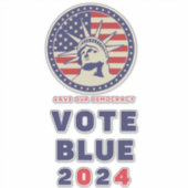 Sticker Save Democracy Vote Blue 2024 Election XL Decal (Devant)