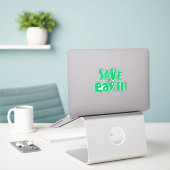 Sticker Save Earth day Typography, Eco Environmental  (Ordinateur portable sur le bureau)