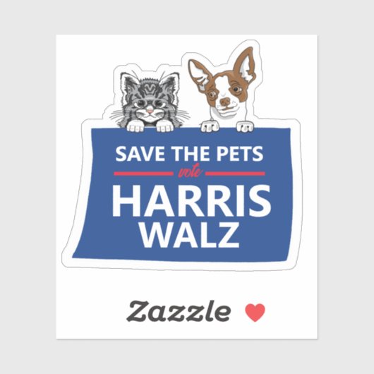 Sticker Save the Pets for Harris Walz 2024 (Feuille)