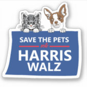 Sticker Save the Pets for Harris Walz 2024 (Devant)