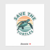 Sticker Save The Turtles Animal Turtle Pet Lover (1) (Feuille)