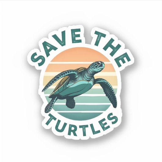Sticker Save The Turtles Animal Turtle Pet Lover (1) (Devant)