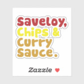 Sticker Saveloy, chips & Curry Sauce. (Feuille)