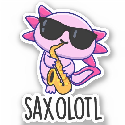 Sticker Sax-olotl Blagues drôles de Saxophone (Devant)