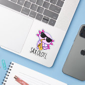 Sticker Sax-olotl Blagues drôles de Saxophone (Ordinateur portable avec iPhone)