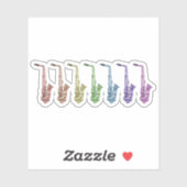 Sticker Saxophone Arc-en-Ciel Alignement Coloré (Feuille)
