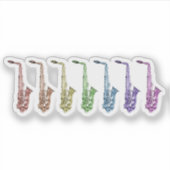 Sticker Saxophone Arc-en-Ciel Alignement Coloré (Devant)