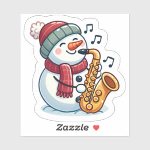 Sticker Saxophoniste des neiges à Noël