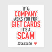 Sticker Scam carte cadeau - Prévention des fraudes (Feuille)