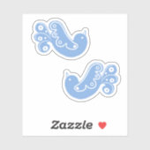 Sticker Scandi Folk Oiseaux Bleus Blancs (Feuille)