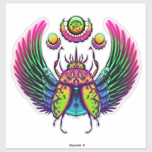 Sticker scarabée égyptien coloré (Feuille)